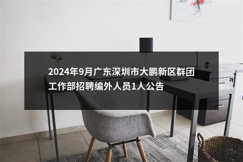 2024年9月广东深圳市大鹏新区群团工作部招聘编外人员1人公告 图片
